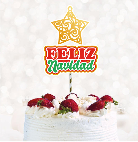 Feliz Navidad Estrella 1 | Archivo de Corte | Cake topper | Arte Digital