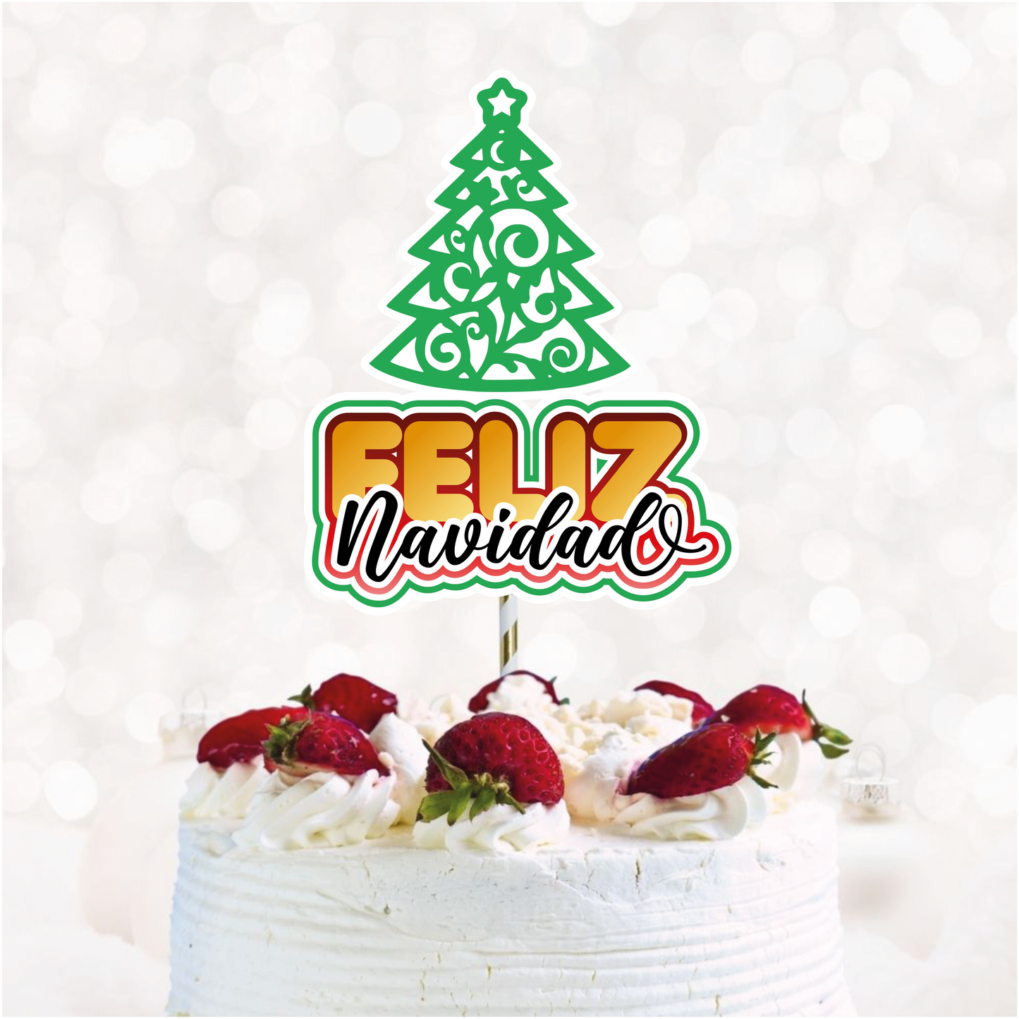 Feliz Navidad Arbol 1 | Archivo de Corte | Cake topper | Arte Digital