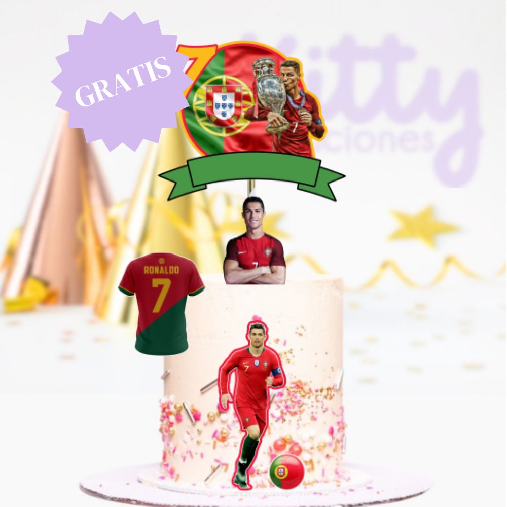 GRATIS | Futbol Portugal-Cristiano Ronaldo CR7 | Cake Topper | Archivo Imprimir y Cortar | Arte Digital