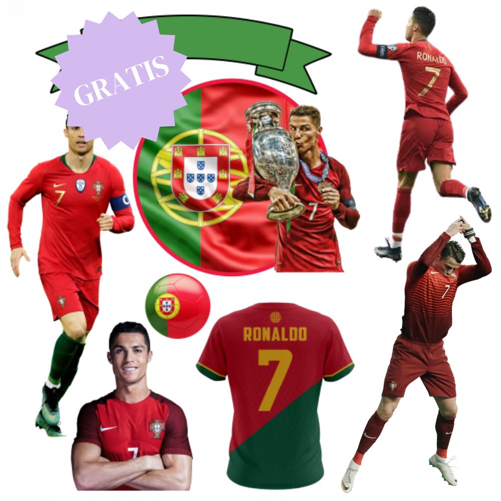 GRATIS | Futbol Portugal-Cristiano Ronaldo CR7 | Cake Topper | Archivo Imprimir y Cortar | Arte Digital