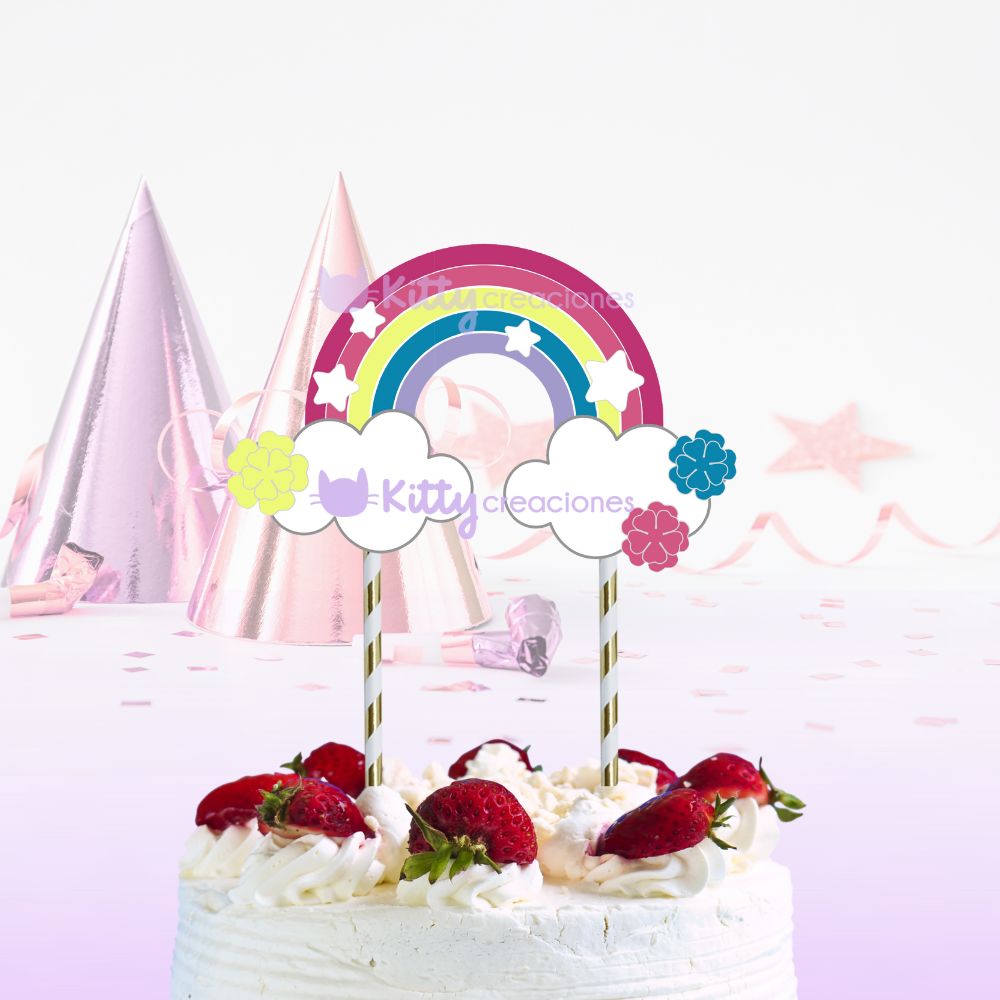 Unicornio y Arcoiris | Archivo de Corte + Impresion | Cake topper | Arte Digital