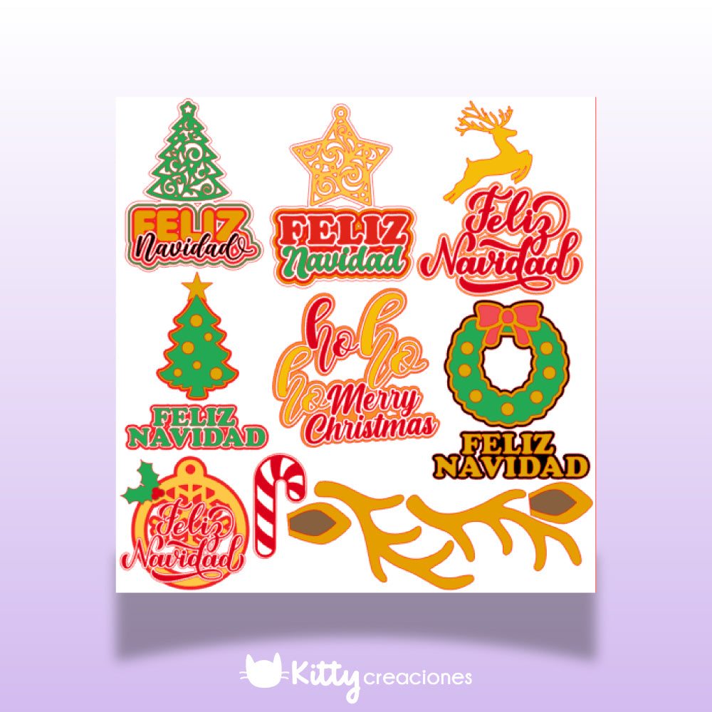 Feliz Navidad | Set Cake Toppers | Archivo Listo para Cortar | Arte Digital